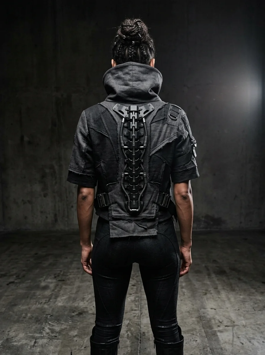 Axis Cropped Cyber Jacket — Rear View