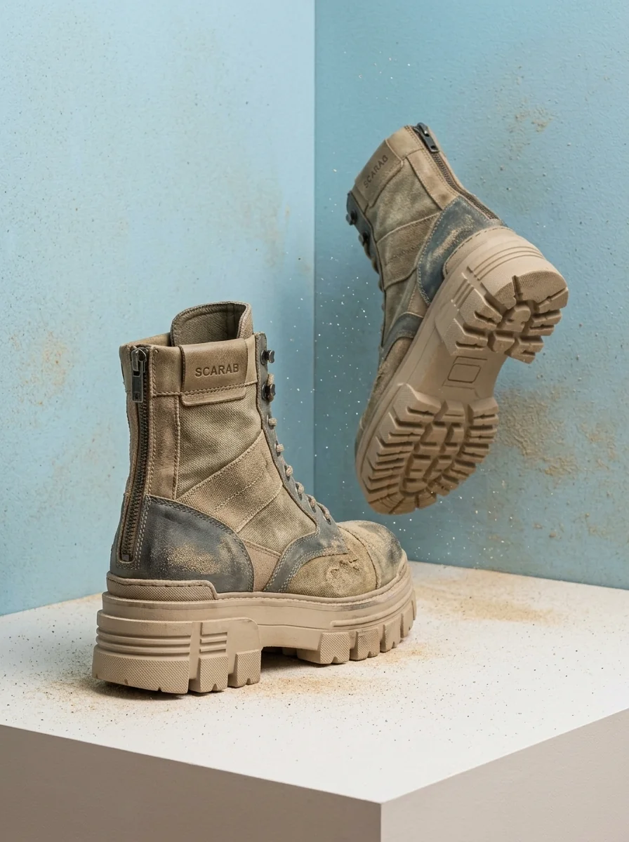 Dune Ribbed Cyber Combat Stompers — Rear View