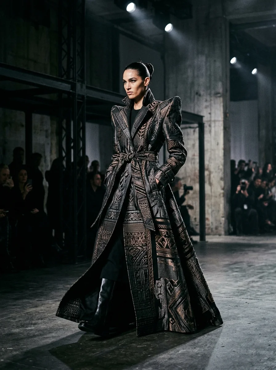 Terrain Sculptural Jacquard Statement Trench